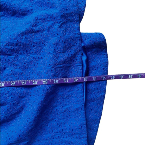 Betsey Johnson Blue Eyelet Halter Backless Mini Cocktail Garden Wrap Dress Sz 10 - Picture 7 of 13